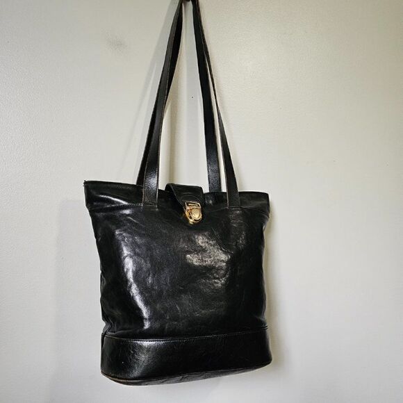 VINTAGE OROTON LARGE BLACK GENUINE COWHIDE SHOULDER BAG - Picture 11 of 16
